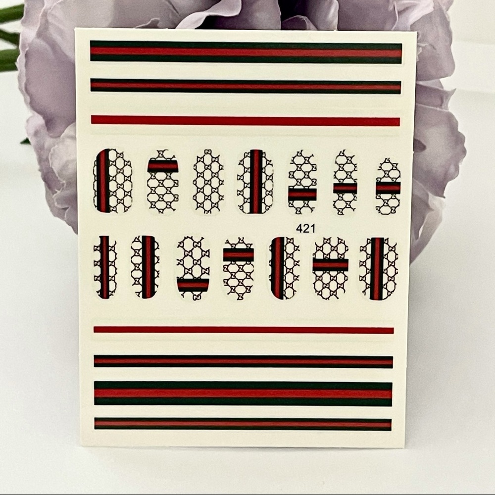Luxury Designer Logo Fingernail Art Stickers and Nail Wraps